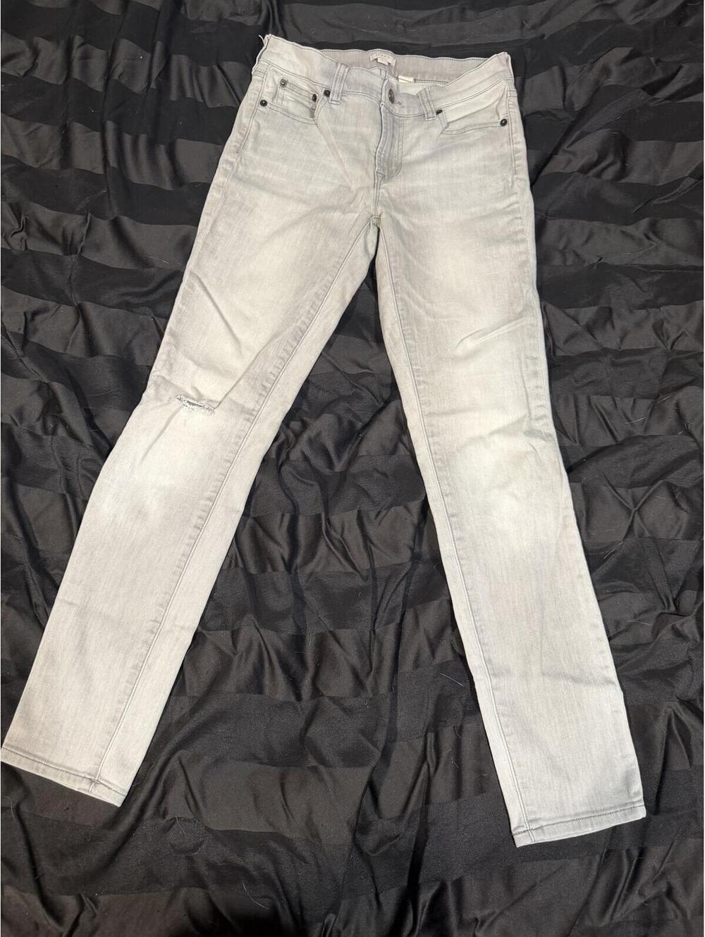 J.Crew Gray Distressed Skinny Jeans Women’s Size 25 Stretch Denim